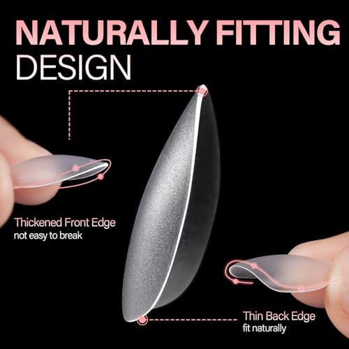 AINLSA 240pcs Short Almond Gel Nail Tips with Box, 15 Sizes, Full Matte Finish - NEW-240pcs-Short Almond
