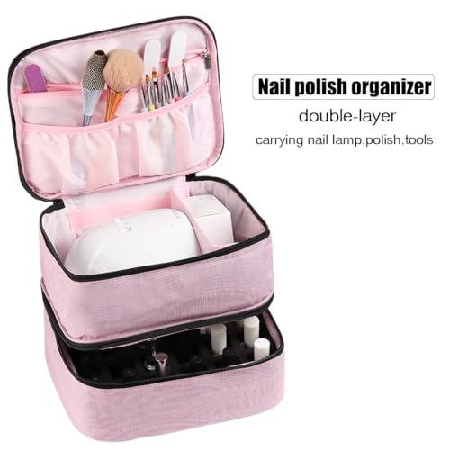 Nail Polish Organizer Case - Holds 30 Bottles & Lamp Dryer