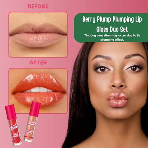 RUDE Berry Plump Lip Gloss Set - Hydrating Lipgloss with Hyaluronic Acid