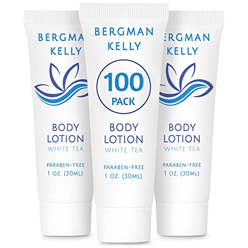 BERGMAN KELLY - Travel Size Lotion - 1 fl oz, 100 PK, White Tea - Delight Your Guests with Invigorating and Refreshing Body Lotion - Quality Mini and Small Size Guest Hotel Toiletries in Bulk