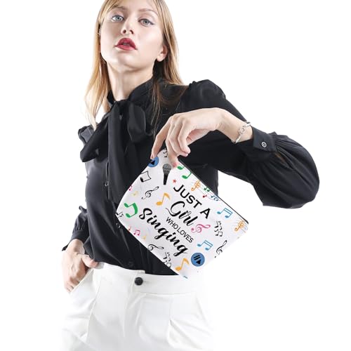 Gzrlyf Singing Makeup Bag Just Girl Loves Singing Singer Gift Karaoke Singing Lover Music Lover Cosmetic Bag (Just singsingMB)