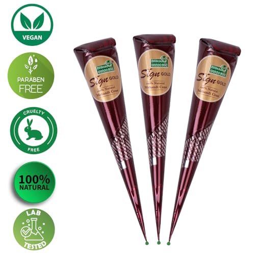 100% Natural Henna Hair Color Paste - Dark Brown, 3 Cones