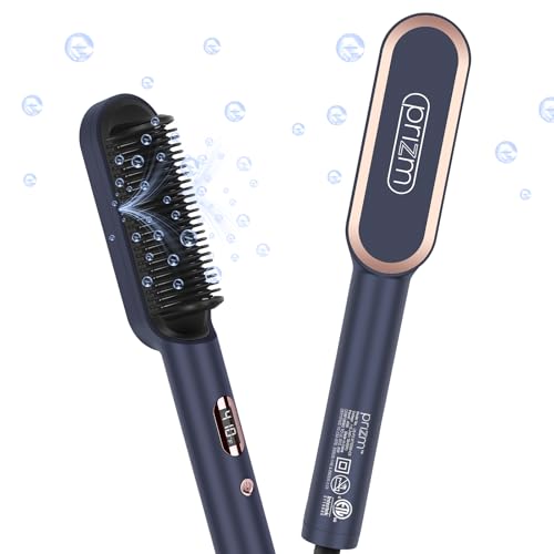 Prizm Hair Straightener Brush – Fast Heating, 4 Temps, Negative Ions