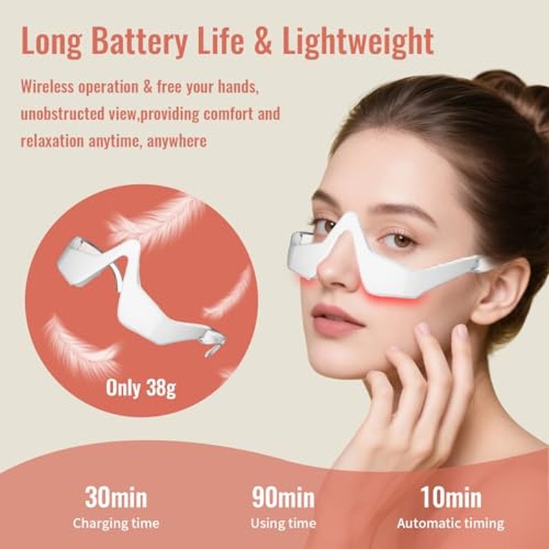 Red Light Under Eye Therapy Glasses - Microcurrent Eye Massager