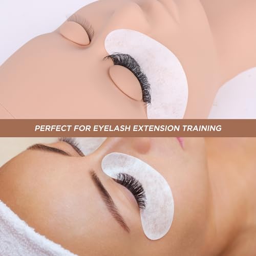 BEYELIAN Lash Mannequin Head, Eyelash Mannequin Head with Eyelids, Lash Extension Training Practice Head, 4 Pairs Removable Eyelids, Soft-Touch, Natural Color Realistic