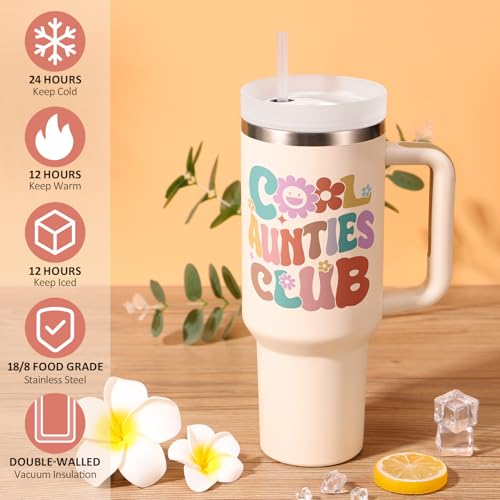 Best Aunt Gifts, Christmas Gifts for Auntie from Niece Nephew, Unique Birthday Gift Basket for Aunt, Aunties, Aunts to Be, Care Package for Women Best Auntie Gift with Makeup Bag 40 OZ Tumbler