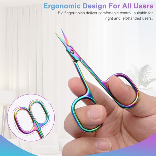 CGBE Cuticle Scissors Extra Fine Curved Blade, Super Slim Scissors for Cuticles Manicure Small Scissors with Precise Pointed Tip Grooming Blades, Eyebrow, Eyelash, and Dry Skin (Square Handle - Gold)