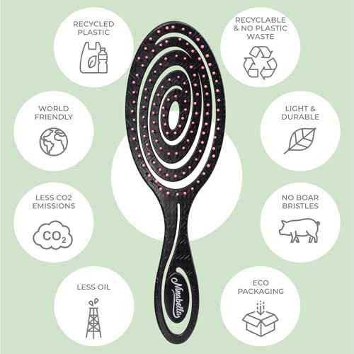 Ninabella Spiral Hairbrush - Detangle Hair Brush - For Brushing Wet or Blow Dry Hair - Detangler Vent Brush - Black with Pink