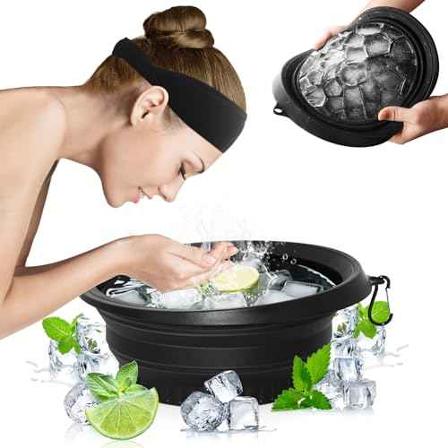 Foldable Ice Bowl with Built-In Ice Tray ? Silicone Facial Ice Bath for Shrinking Pores, Boosting Circulation, Cold Plunge Skincare Gift for Men & Women (Black)