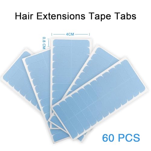Hair Extension Tape Tabs - 60 Pieces Double-Sided Adhesive (4cm)