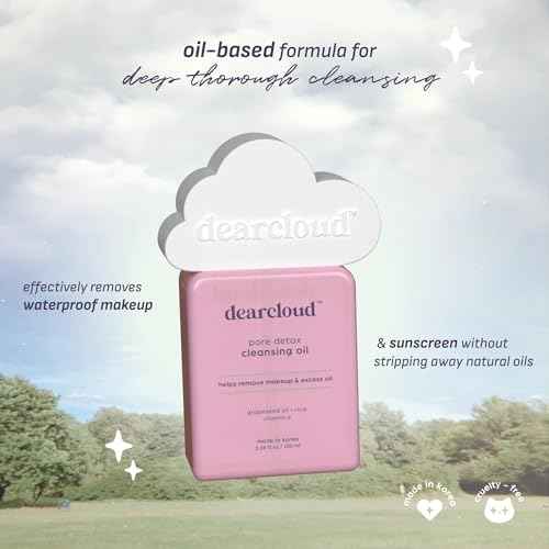 dearcloud Pore Detox Cleansing Oil ? Korean Cleansing Oil Makeup Remover for Face with Cica and Vitamin E (5 fl oz)