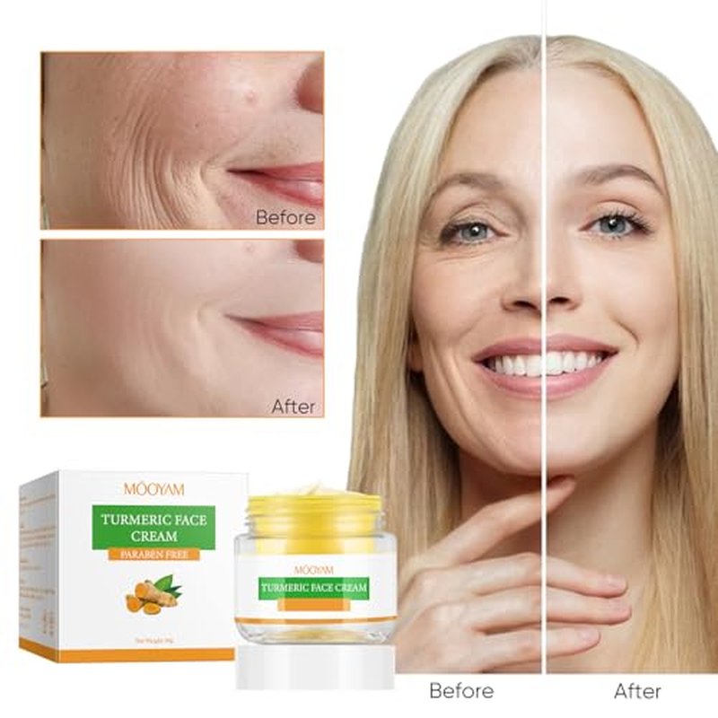 Moisturing Face Cream Skincare for Women,Day Night Turmeric Facial Cream for Face,Hydration Face Cream for All Skin Types (1.7 Oz)