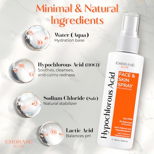 Hypochlorous Acid Spray - 0.02% - 2 Pack - Travel Size + Full Size Bottles - Cleansing Hypochlorous Solution - All Natural Face and Skin Spray for Face (8.5 fl oz + 2 fl oz)