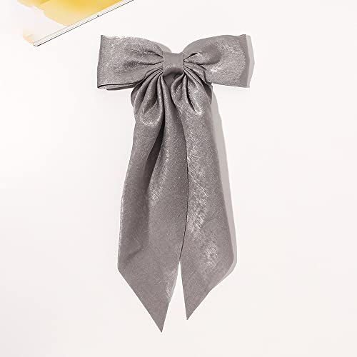 Silk Satin Long Bow Hair Barrettes with Ribbon Bow Hair Clips For Women, Big Alligator Hair Bow Clips for Women and Girls (5pcs - mix color a)