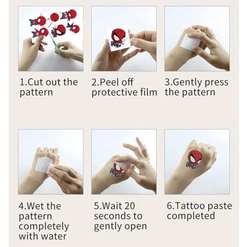 Spiderman Temporary Tattoos for Kids - 10 Sheets
