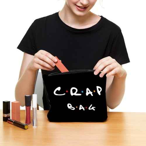Funny gift Friend makeup bag, Best friend Cosmetic Bag, Friends Theme Natural Reusable Eco-Friendly Makeup Bag Gifts, for Women Men Best Friends Birthday Christmas Gift. Black
