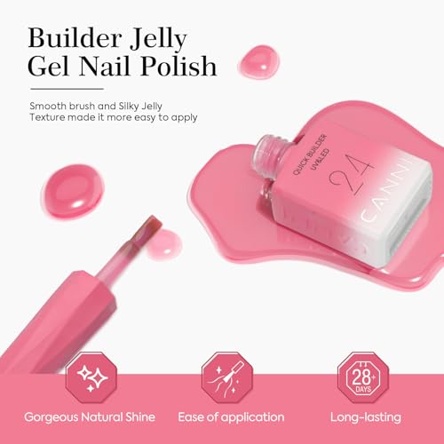 CANNI 6 Pcs Builder Nail Gel Set - Nude Pink Jelly UV LED Extension Gel
