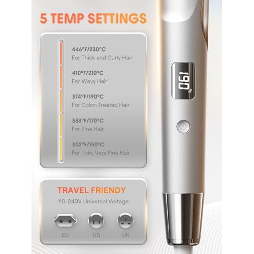SHEGLAM Sleek Chic Twist Kiss Flat Iron - 2-in-1 Hair Straightener & Curling Iron, 1" Barrel, 60s Fast Heat, 20M Negative Ions, 5 Temp Settings, Travel-Friendly