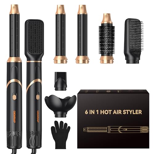 OKWRAP 6-in-1 Foldable Air Styler & Hair Dryer Brush Set