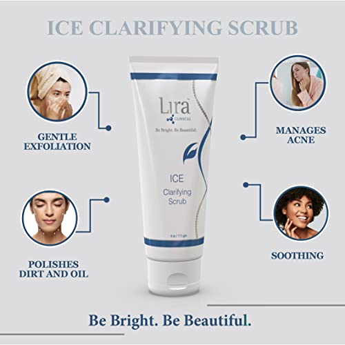 Lira Clinical ICE Clarifying Face Scrub - Soothing & Exfoliating Scrub with Echinacea Plant Stem Cells & Botanical Extracts - Eco-Bead Technology - Anti-acne, Brightening & Cleans Pores - 4 fl oz