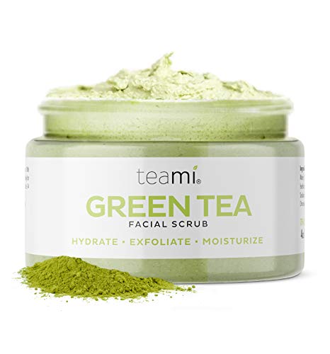 Teami Matcha Green Tea Facial Scrub For Hydrating, Moisturizing, and Exfoliating, Natural Exfoliating Body & Face Scrub, Organic Face Exfoliator Sugar Scrub with Lemongrass, Non-Greasy Face Exfoliant