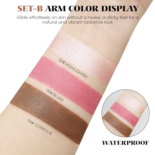 3-Pc Cream Contour Stick Kit - Blush, Highlighter & Bronzer