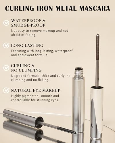 Lestpola Waterproof Metal Fiber Curling Mascara - Long-Lasting Black Lash Enhancer