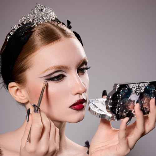 Flower Knows Swan Ballet Six-Color Makeup Palette,Eyeshadow,Blush,Highlighting & Contour All-in-One Face Makeup Palette with 4 Matte+2 Shimmer Smoky Shades(02 Black Swan,0.23 Oz)