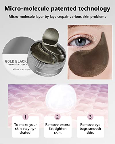 Under Eye Patches (60Pcs) - Upgraded Eye Mask Black Pearl & Collagen, Eye Treatment Mask, Under Eye Bag Treatment, Eye Mask for Puffy Eyes, Anti-Aging, Anti-Wrinkle, Fine Lines, Under eye Dark Circles