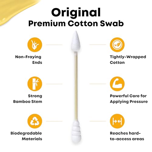 TerpTitans Original (6 Pack) ? Bamboo Cotton Swabs | Dual-Tip: Spiral for Maximum Absorption & Fine Point for Pinpoint Precision | Extra Strong, Lint-Free | 200 Count Box (1200)