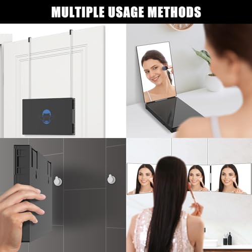 OLIBUY LED 3-Way Mirror for Hair Cutting and Makeup - Adjustable