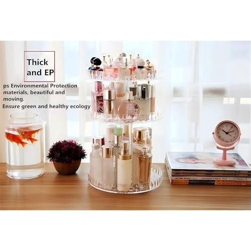 Diamond Pattern Three Layers Perfume Organizer, 360 Rotating Diamond Cosmetic Storage Box Transparent Acrylic Swivel Shelf Desktop Skin Care Product Dresser Finishing Valentines Day Gifts