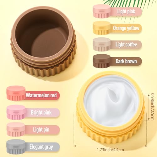 Maxcheck 8 Pcs Travel Containers for Toiletries 0.68 Oz/20 ml Small Silicone Cream Jar with Lid Mini Leakproof Lotion Jar Refillable Travel Cosmetic Container for Face Body Skin Cream (Novel Color)