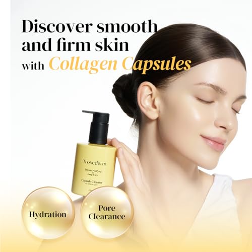 Collagen Capsule Cleanser ? Korean Gel Face Wash with Peptides, Niacinamide & Troxerutin, Hydrating Daily Facial Cleanser & Makeup Remover, Gentle K-Beauty Skincare, 6.76 fl oz