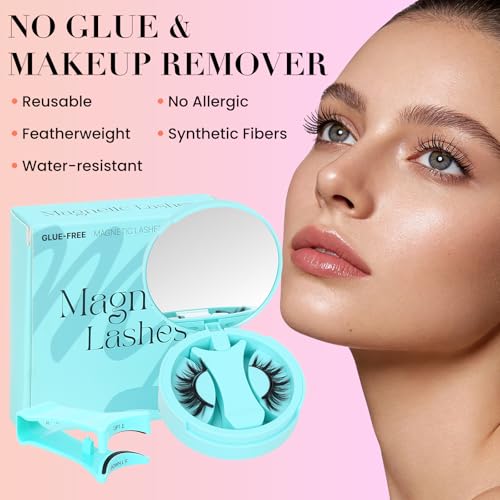 Magnetic Eyelashes Reusable Soft C Curl Natural Look with Applicator