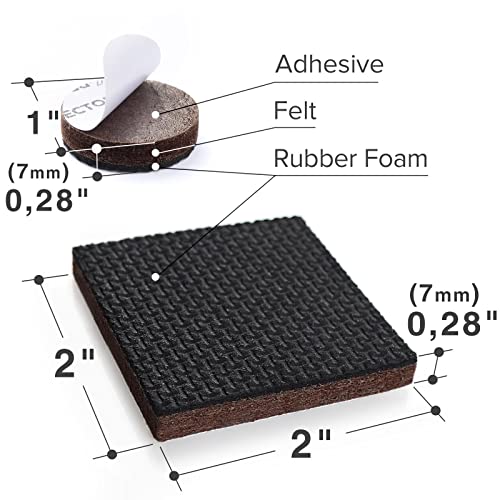 Non Slip Furniture Pads X-PROTECTOR 48 PCS - 32 pcs 1” Round + 16 pcs 2" Square Furniture Grippers! Rubber Feet Hardwood Floor Protectors for Furniture Legs - Couch Stoppers - Keep Furniture in Place!