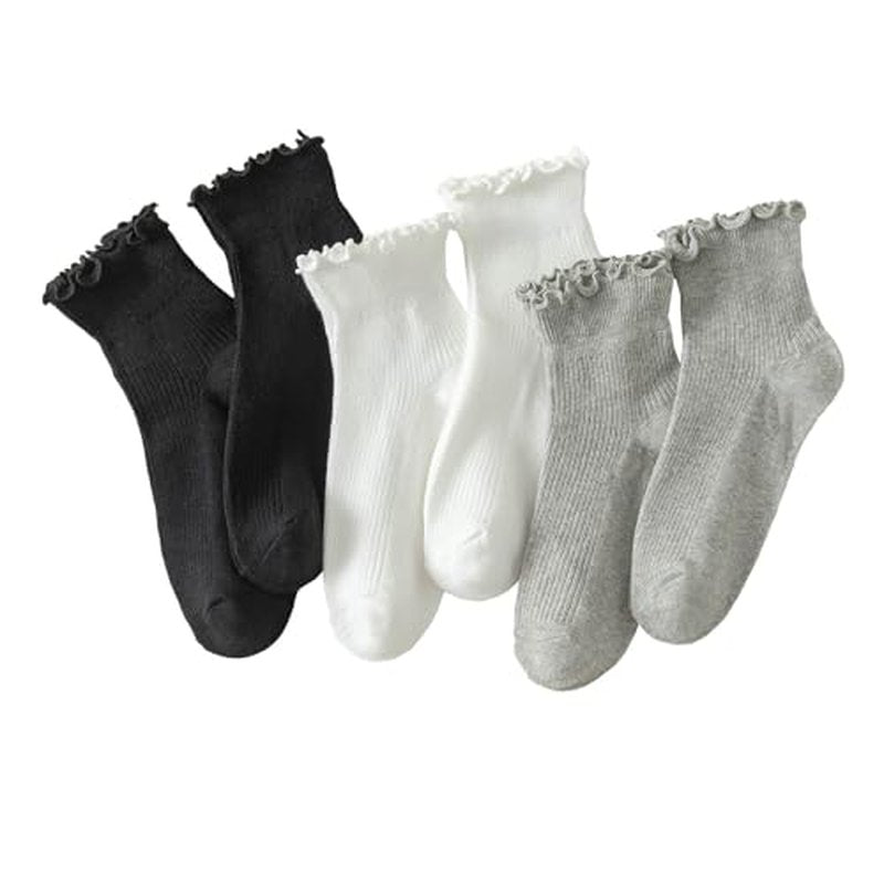Hstyle 6 Pairs Cute Ruffle Ankle Socks for Women