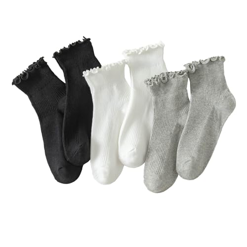Hstyle 6 Pairs Cute Ruffle Ankle Socks for Women