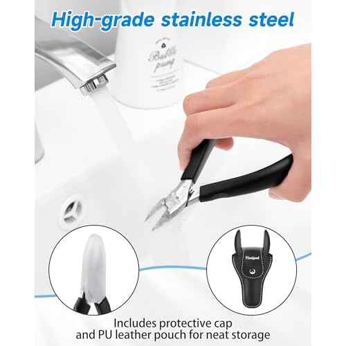 Nail Clippers,Toenail Clipper for Ingrown or Thick Toe Nails,Fingernail Clipper for Men Women Seniors with Stainless Steel Straight Blade Soft Handle Nail Cutter Black