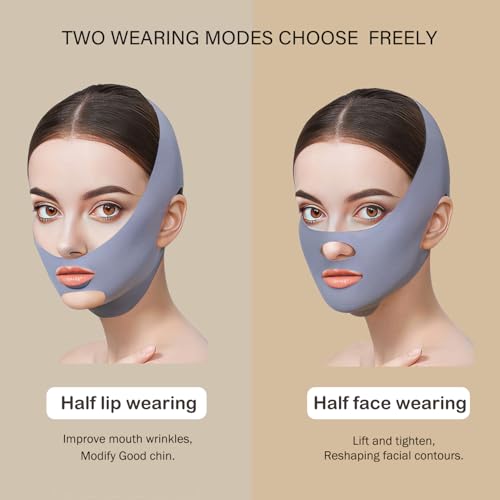 MASIKA Grey Chin Strap for Sleeping V-Line Face Lifter, Double Chin Shaper