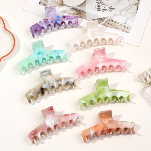 Marble Claw Hair Clips - 7-Teeth Non-Slip Strong Hold (4-Pack)