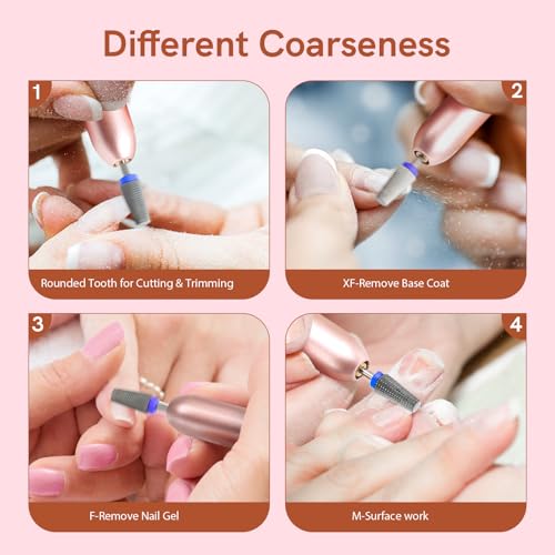 5 in 1 Medium Grit Tungsten Nail Drill Bit for Nail Drill Machine