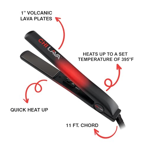 CHI Lava Ceramic 1" Flat Iron - Volcanic Lava Plates for Smooth Styling
