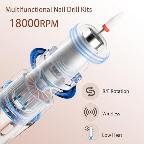 Cordless Nail Drill with UV Lamp - Lightweight & Rechargeable