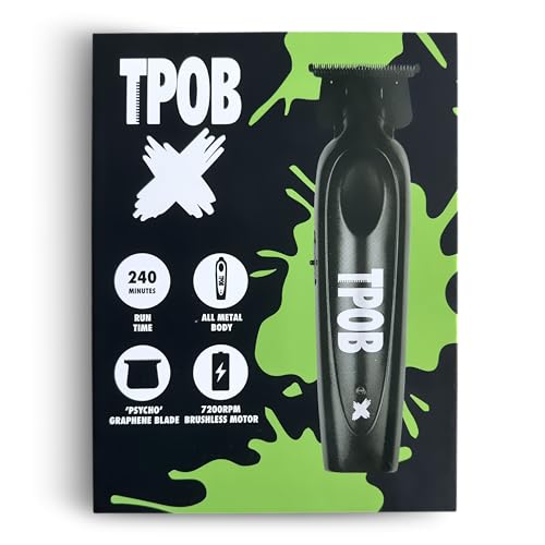 TPOB X Digital Brushless 7200rpm Professional Hair Trimmer Hair Clippers for Men, Psycho Zero Gapped T-Blade Trimmer Cordless Rechargeable Edgers Clippers (X Trimmer Black)