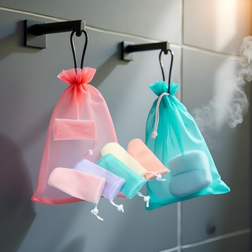 6 Pack Exfoliating Mesh Soap Pouches for Body & Facial Cleansing