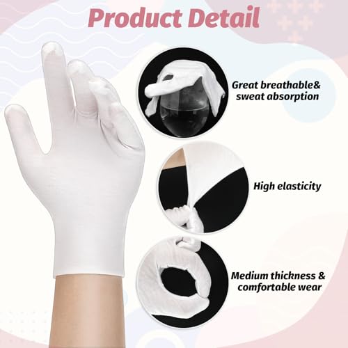 120 Pcs White Cotton Gloves for Spa & Inspection