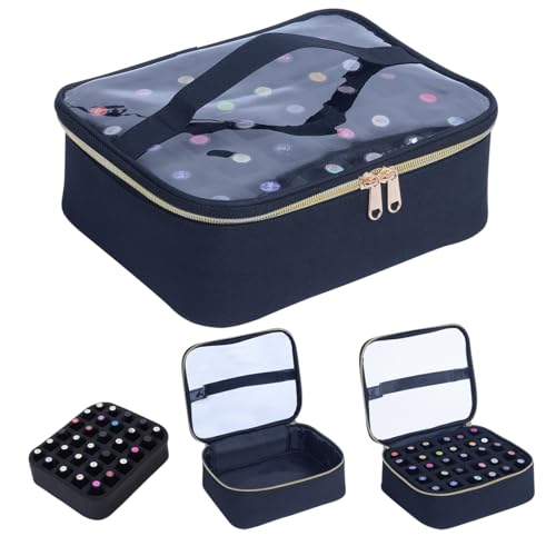 Nail Polish Organizer Case - Holds 30 Bottles with Clear Lid