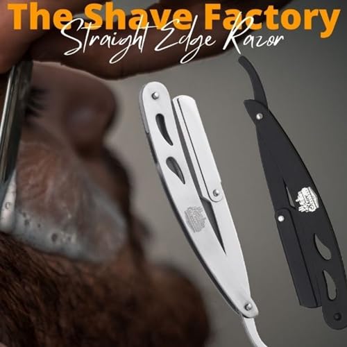the shave factory Straight Edge Razor Kit (Black / 100 Dorco Single Edge Razor Blades Blue)