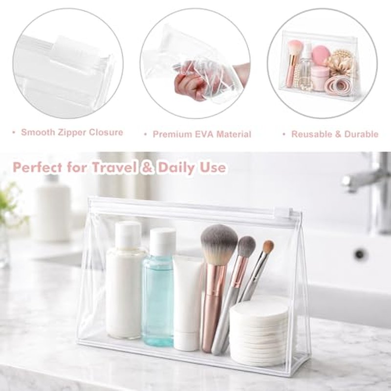 Clear Makeup Bags with Zipper, 60 Pack - EVA Cosmetic Organizer